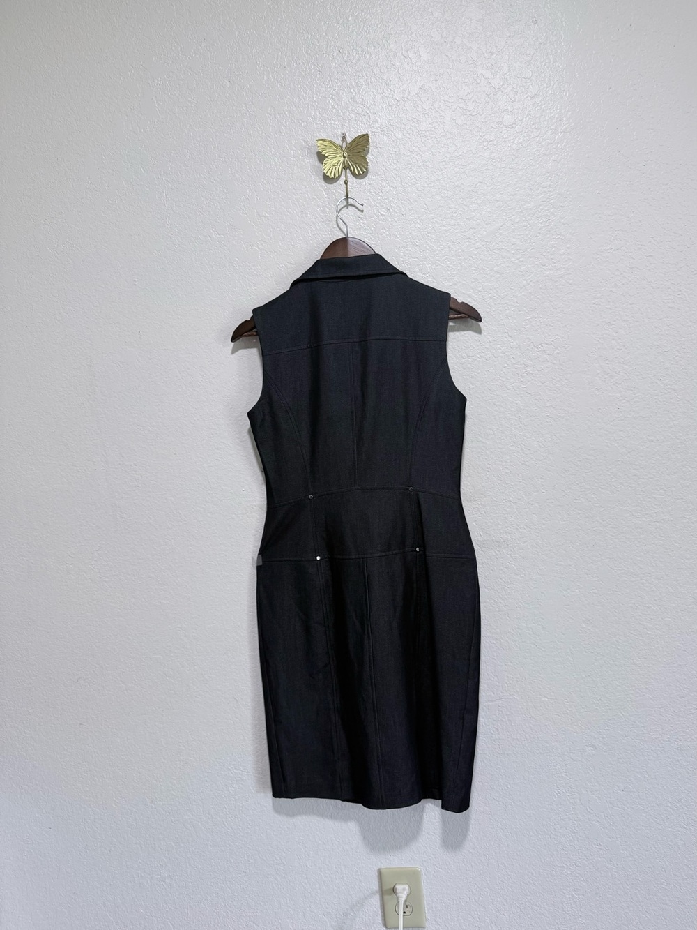 Calvin Klein Stretch Charcoal Moto Sheath Dress knee length Size 4 NWOT - Picture 4 of 10